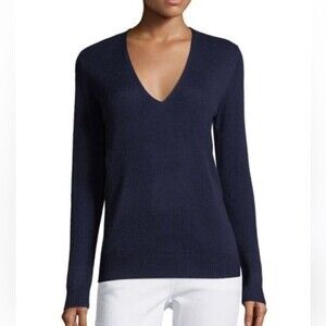 Theory Womens S Adrianna Cashmere Sweater Navy Blue Flawed‎